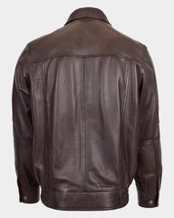 Mens Bomber Leather Jacket Classic Style Jim Zenith Brown Nappa