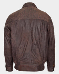Mens Bomber Leather Jacket Classic Style Jim Zenith Brown Nubuck