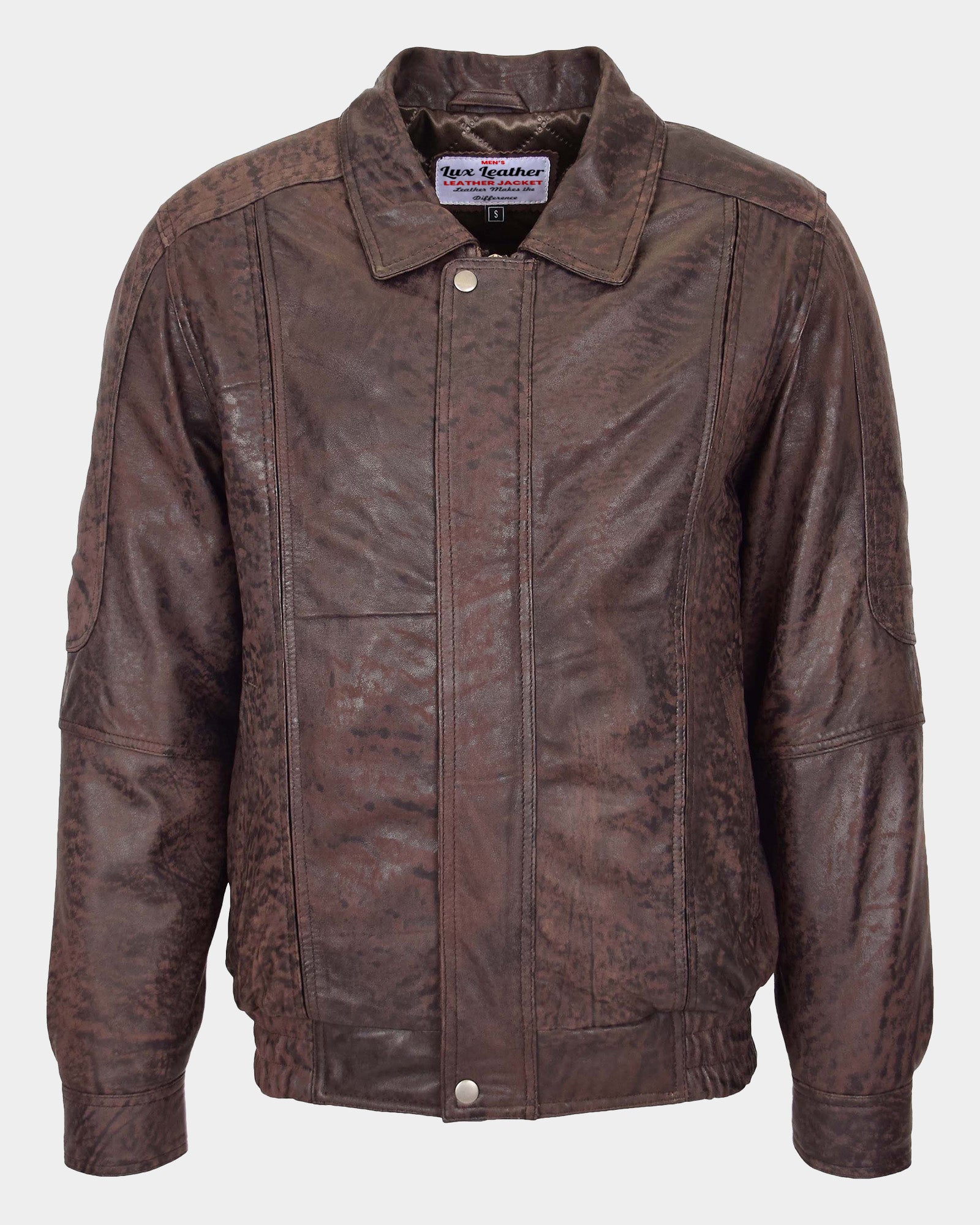 Mens Bomber Leather Jacket Classic Style Jim Zenith Brown Nubuck