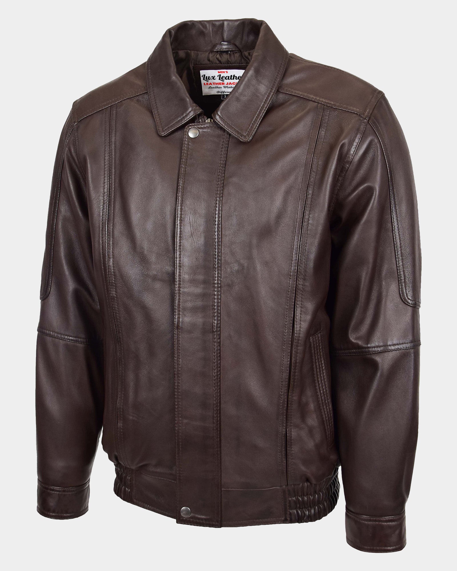 Mens Bomber Leather Jacket Classic Style Jim Zenith Brown Nappa