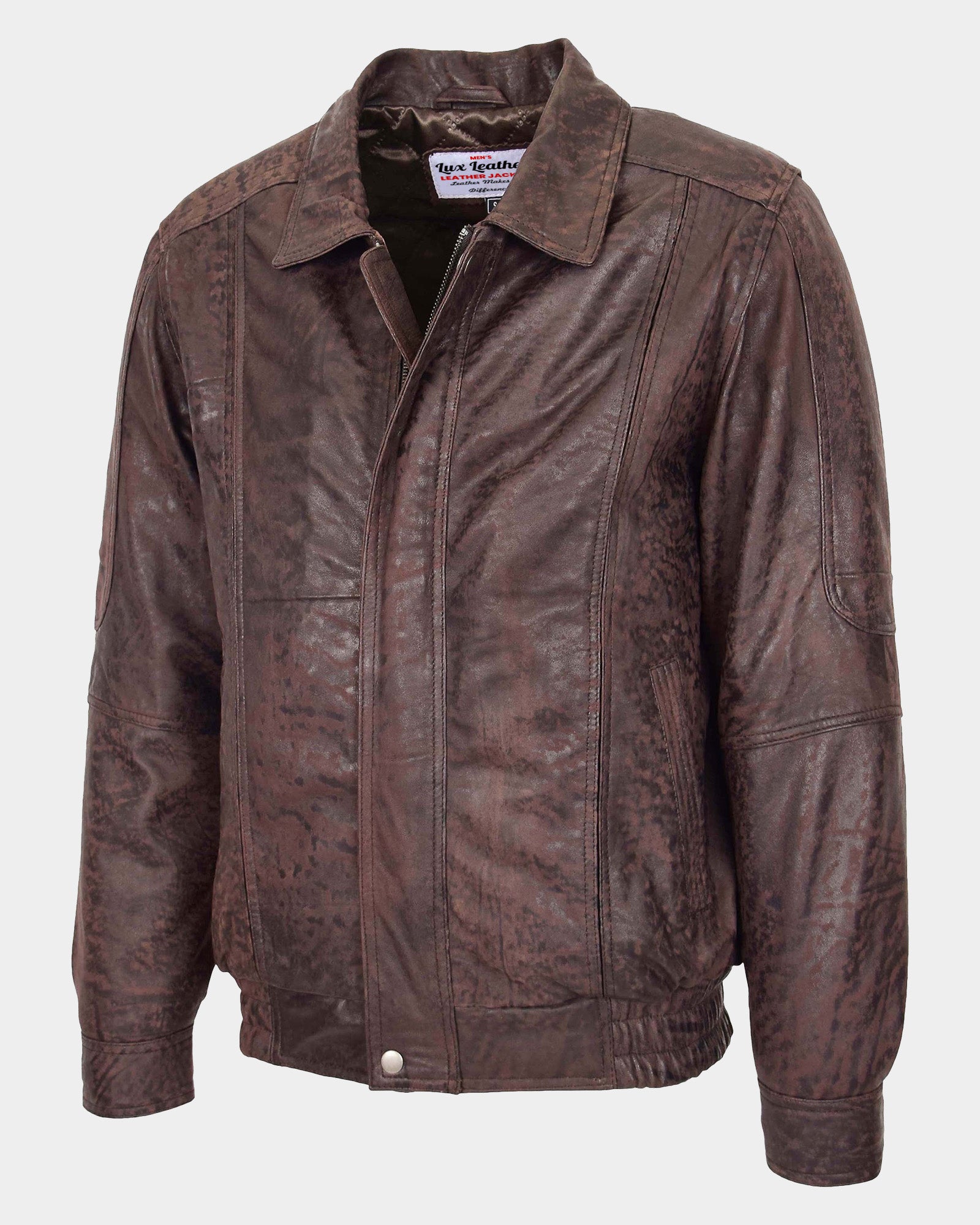 Mens Bomber Leather Jacket Classic Style Jim Zenith Brown Nubuck