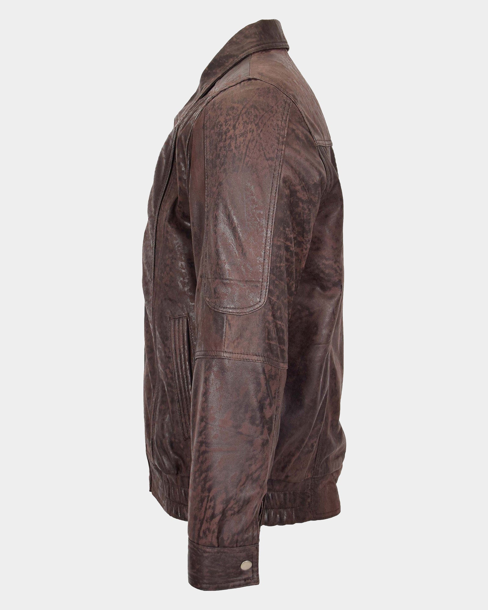 Mens Bomber Leather Jacket Classic Style Jim Zenith Brown Nubuck