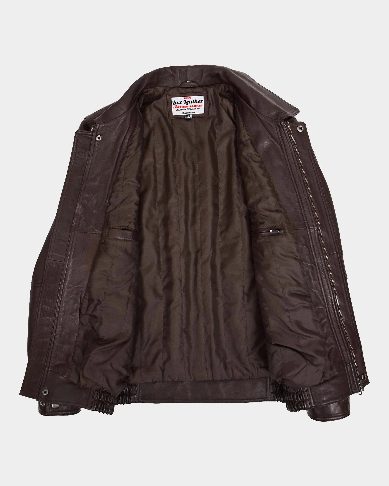 Mens Bomber Leather Jacket Classic Style Jim Zenith Brown Nappa