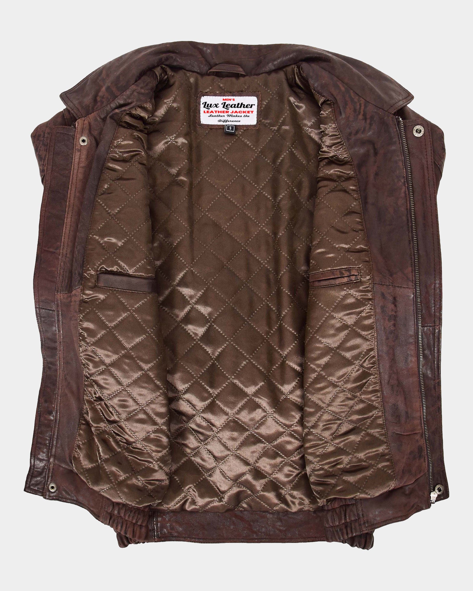 Mens Bomber Leather Jacket Classic Style Jim Zenith Brown Nubuck