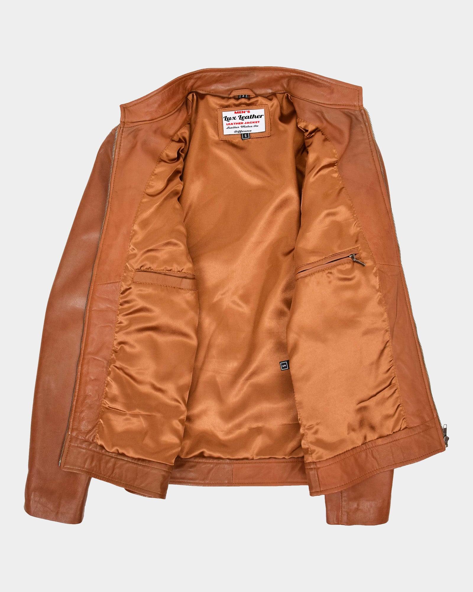 Mens Casual Biker Leather Jacket Dynamo Tan