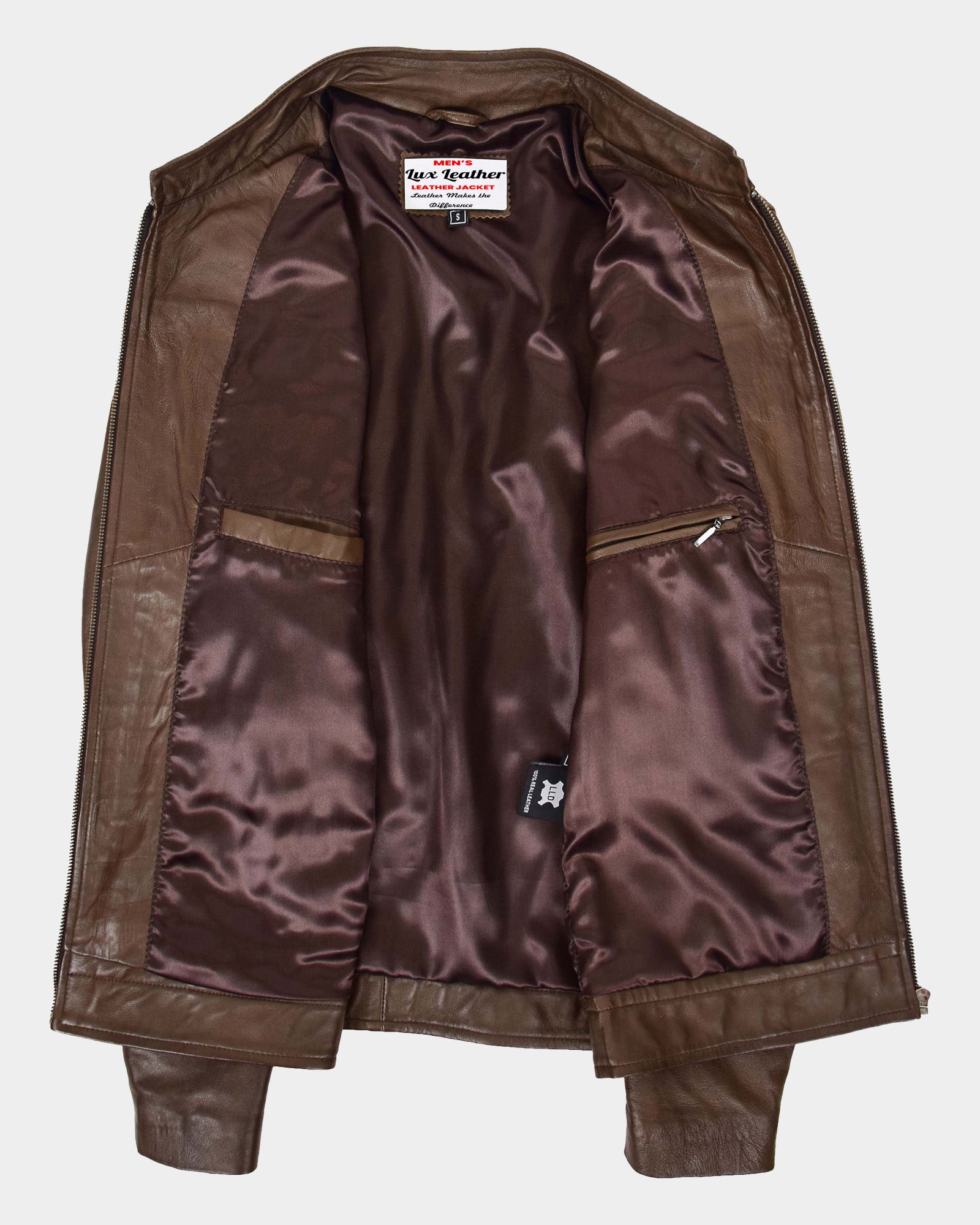 Mens Casual Biker Leather Jacket Fusion Timber