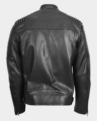 Mens Casual Soft Leather Biker Jacket Nova Black