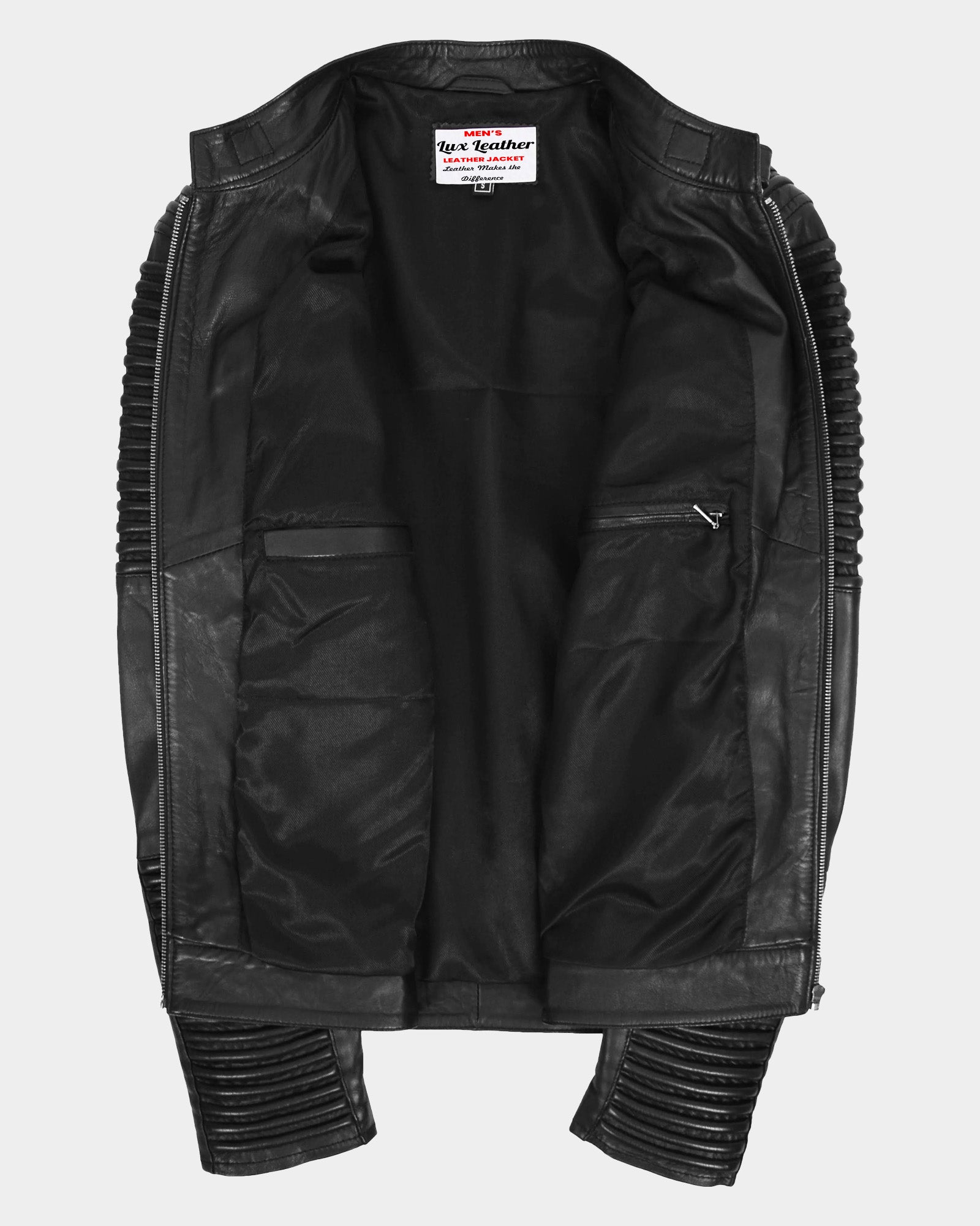 Mens Casual Soft Leather Biker Jacket Nova Black