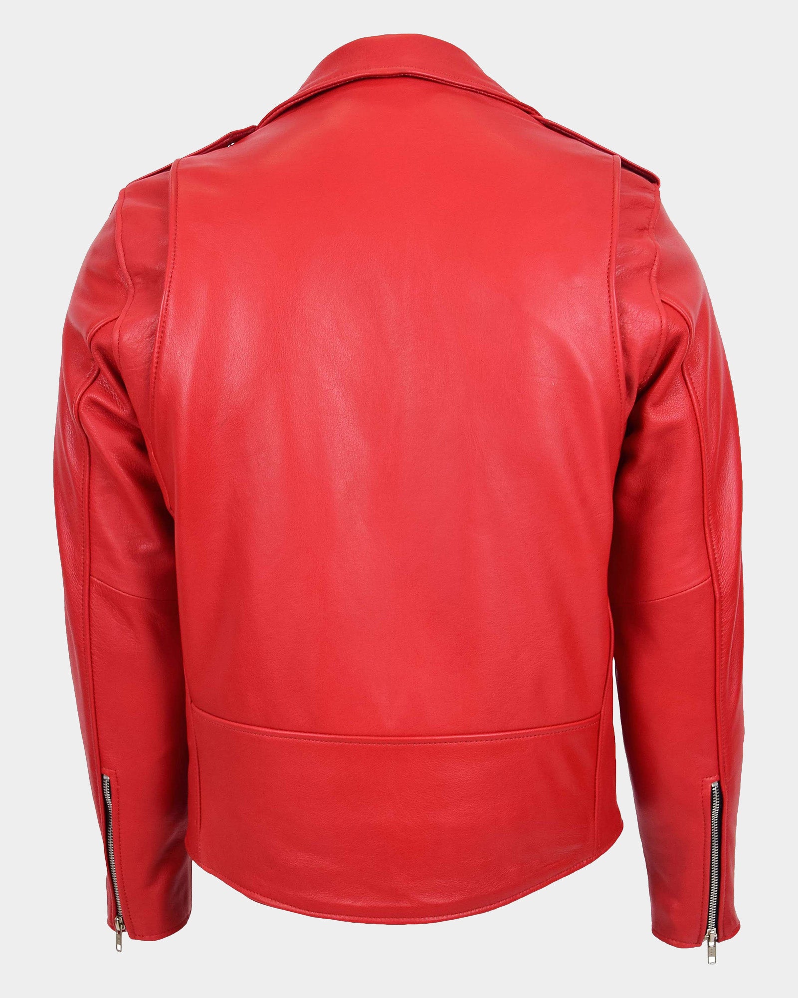 Mens Heavy Duty Leather Biker Brando Jacket Ignite Red