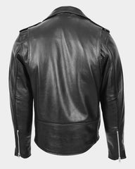 Mens Heavy Duty Leather Biker Brando Jacket Nova Black