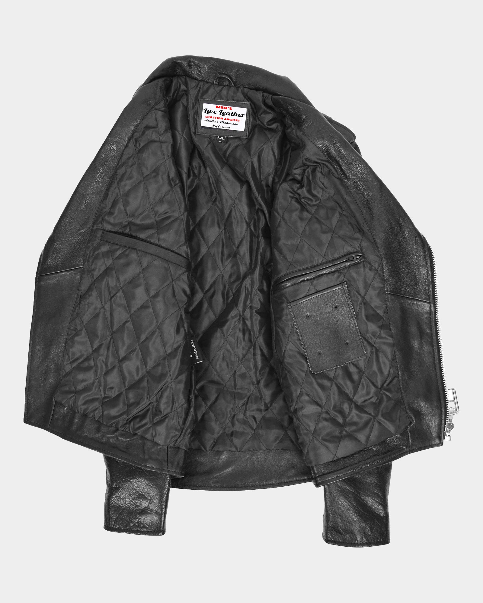 Mens Heavy Duty Leather Biker Brando Jacket Nova Black