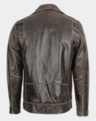 Mens Leather Biker Brando Design Jacket Zenith Brown
