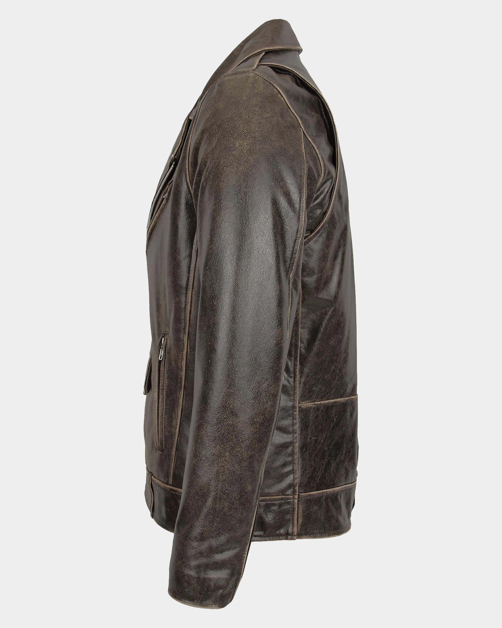 Mens Leather Biker Brando Design Jacket Zenith Brown