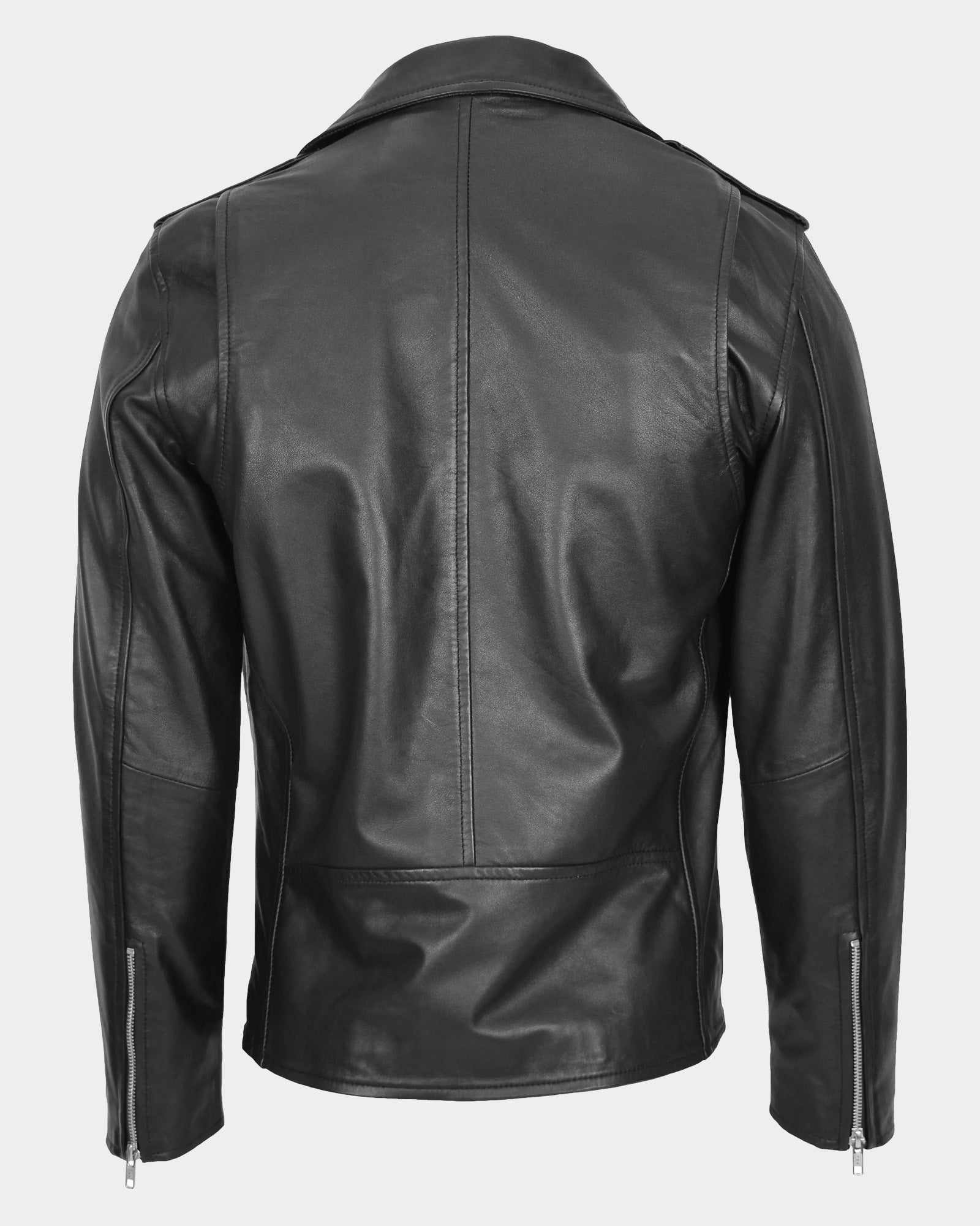 Mens Leather Biker Jacket Brando Style Johnny Dynamo Nova Black