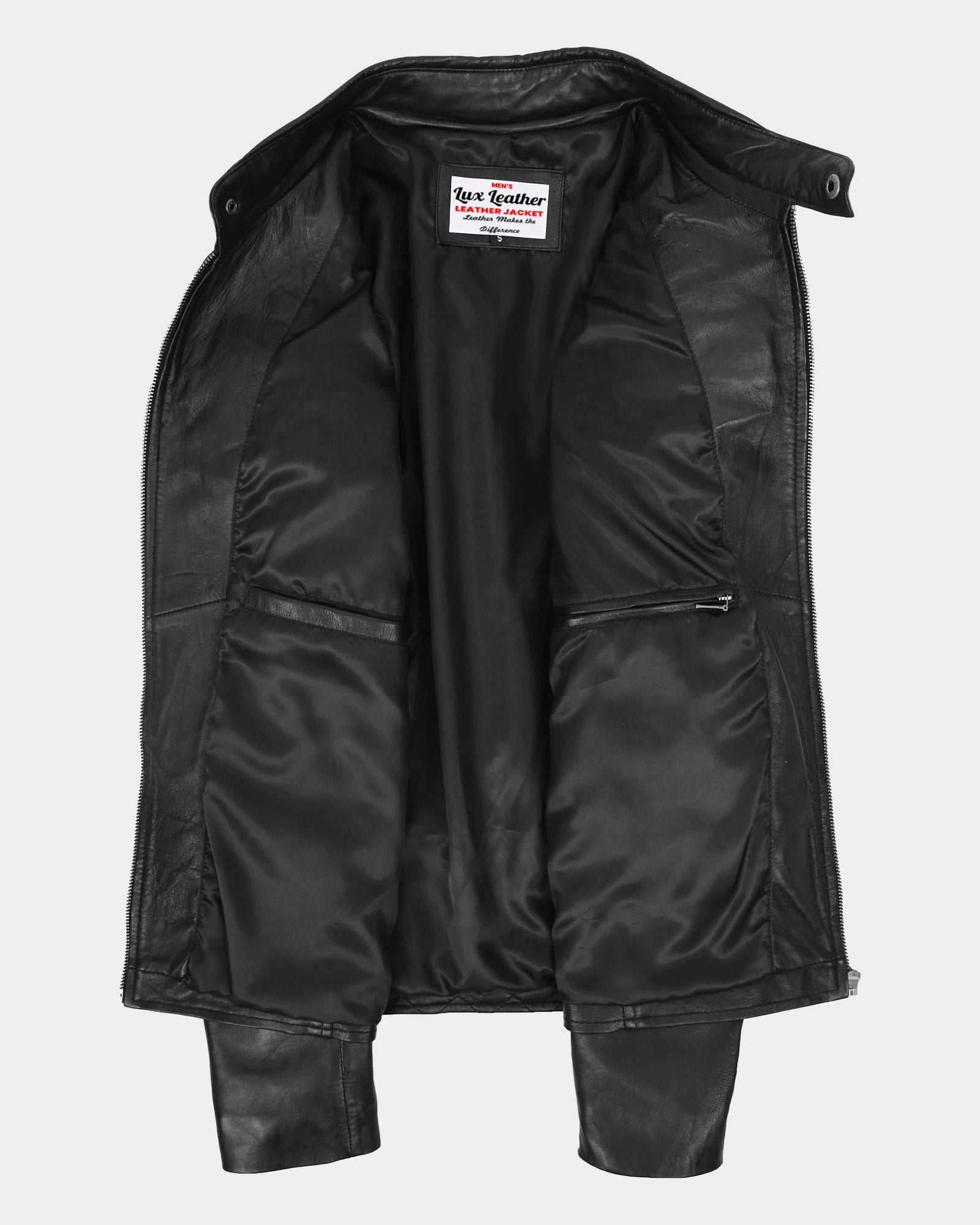 Mens Leather Biker Style Jacket with Quilt Detail Nova Black