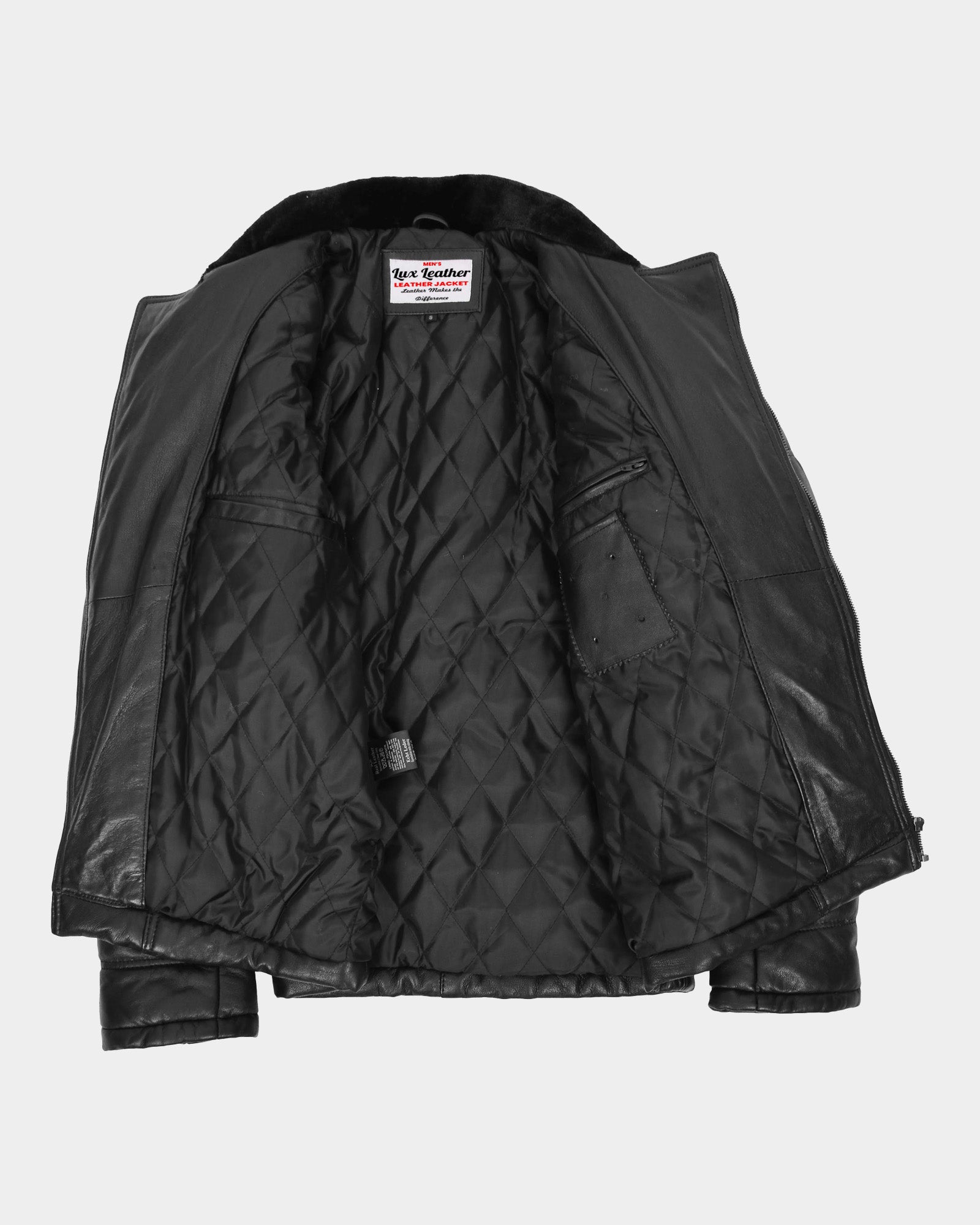 Mens Leather Biker Style Puffer Jacket Ronnie Nova Black