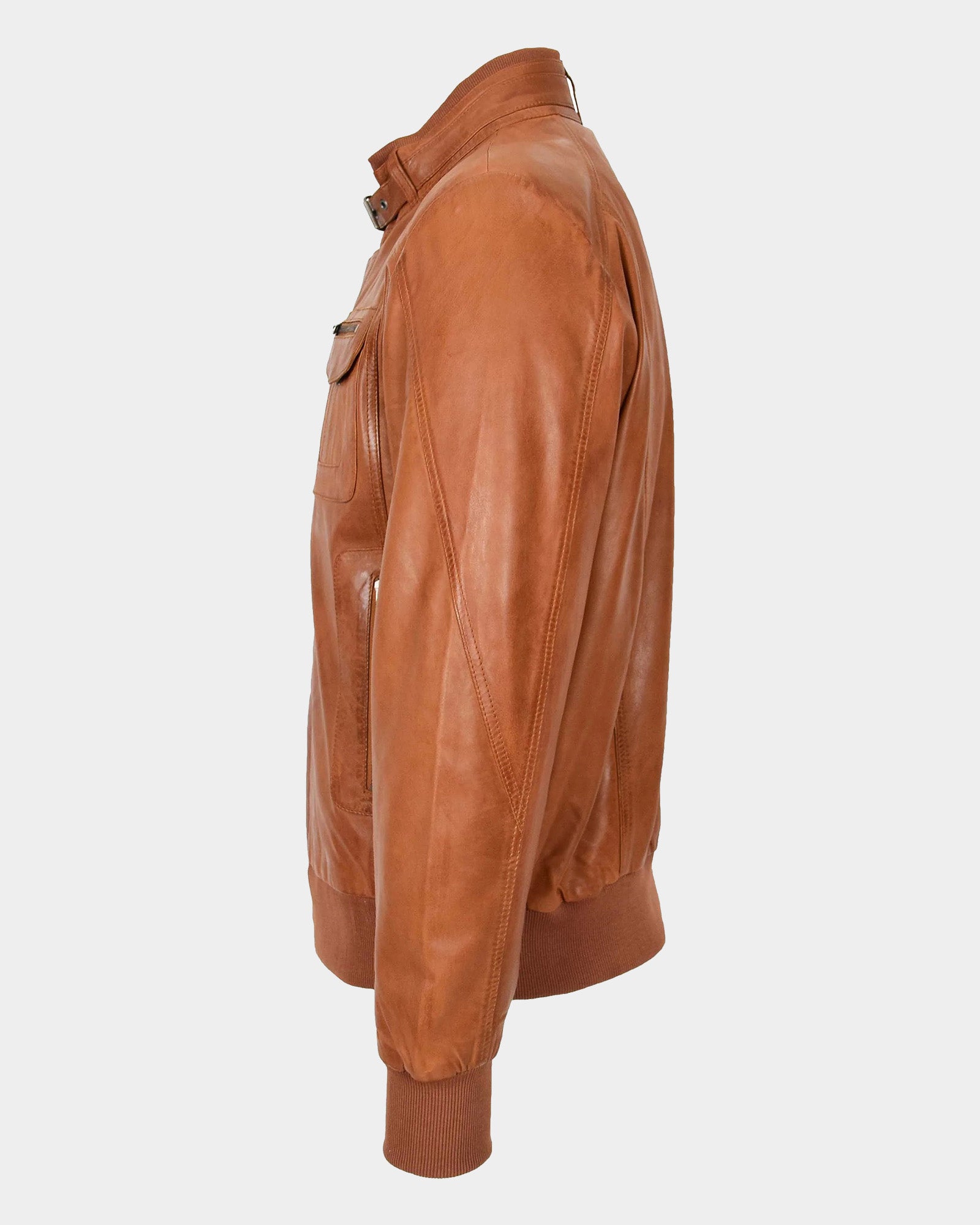 Mens Leather Bomber Flight Jacket Tom Dynamo Tan