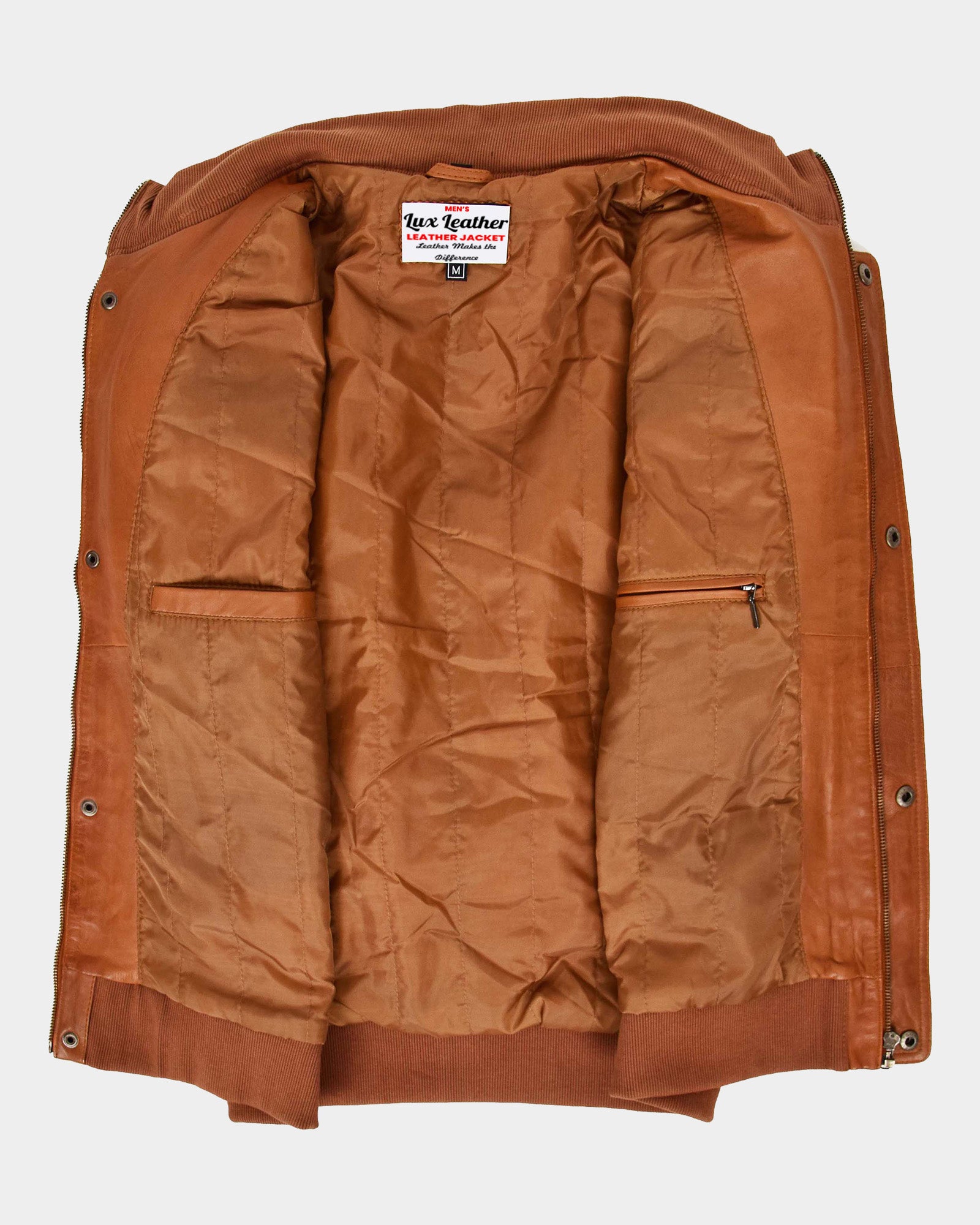 Mens Leather Bomber Flight Jacket Tom Dynamo Tan