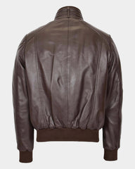 Mens Leather Bomber Flight Jacket Tom Zenith Brown