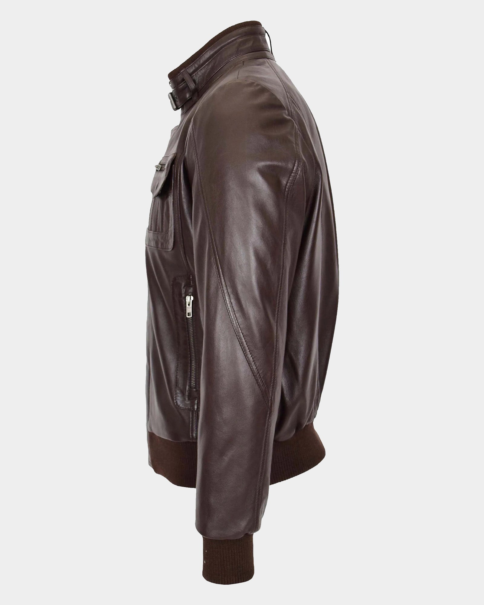 Mens Leather Bomber Flight Jacket Tom Zenith Brown