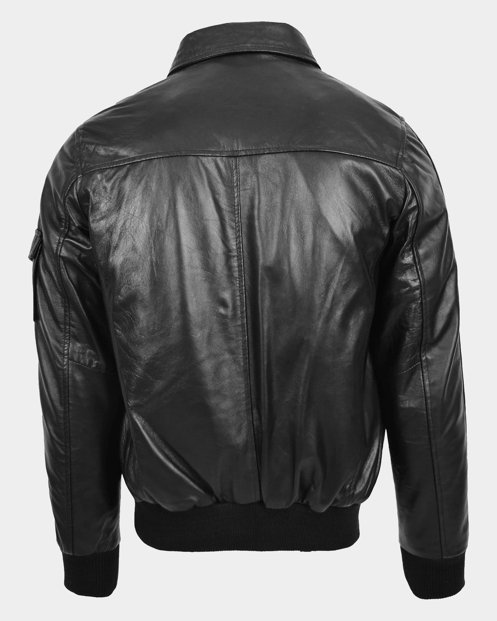 Mens Leather Bomber Jacket with Hoodie Bronx Nova Black