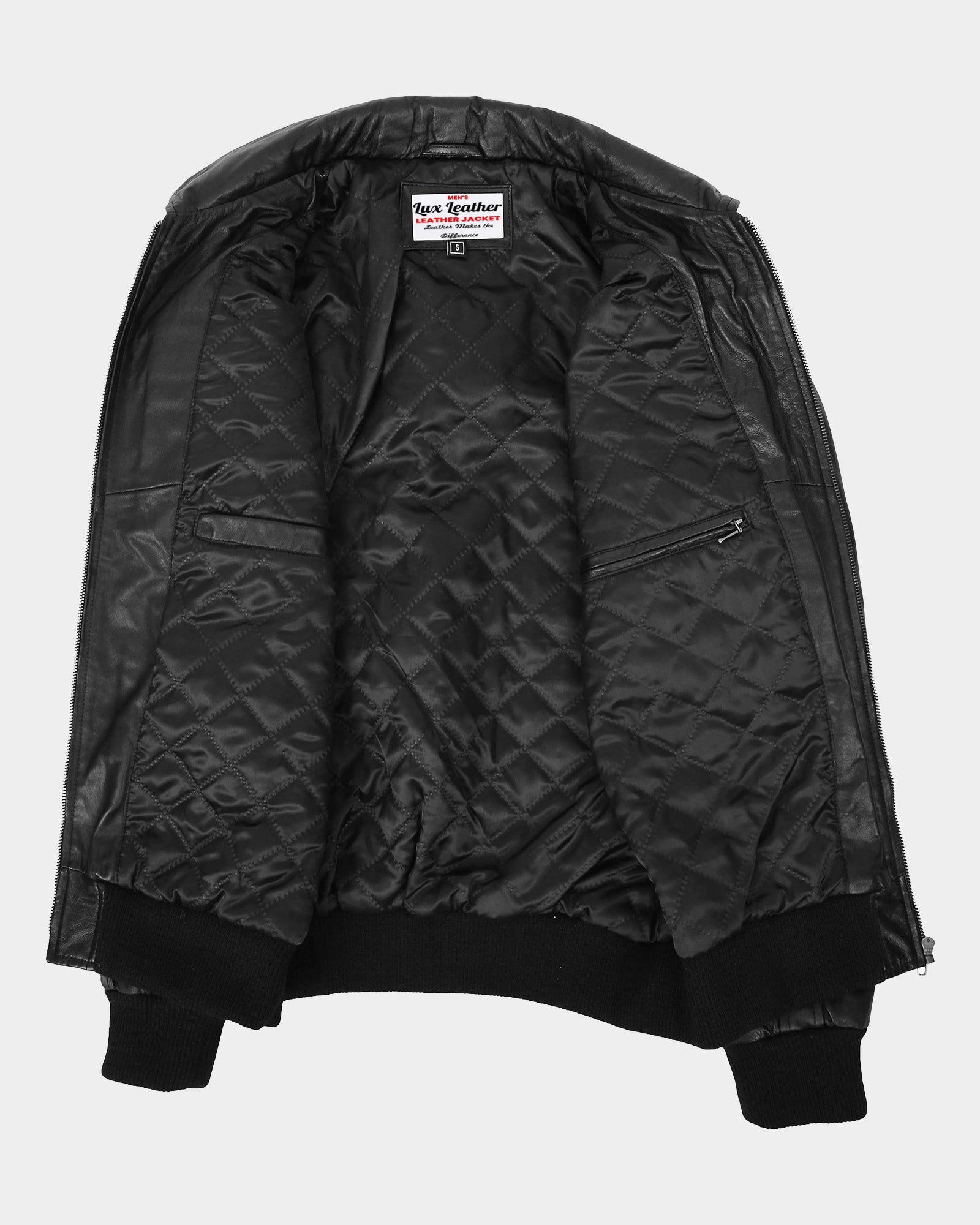 Mens Leather Bomber Jacket with Hoodie Bronx Nova Black