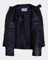 Mens Leather Cafe Racer Biker Jacket Charlie Nova Black