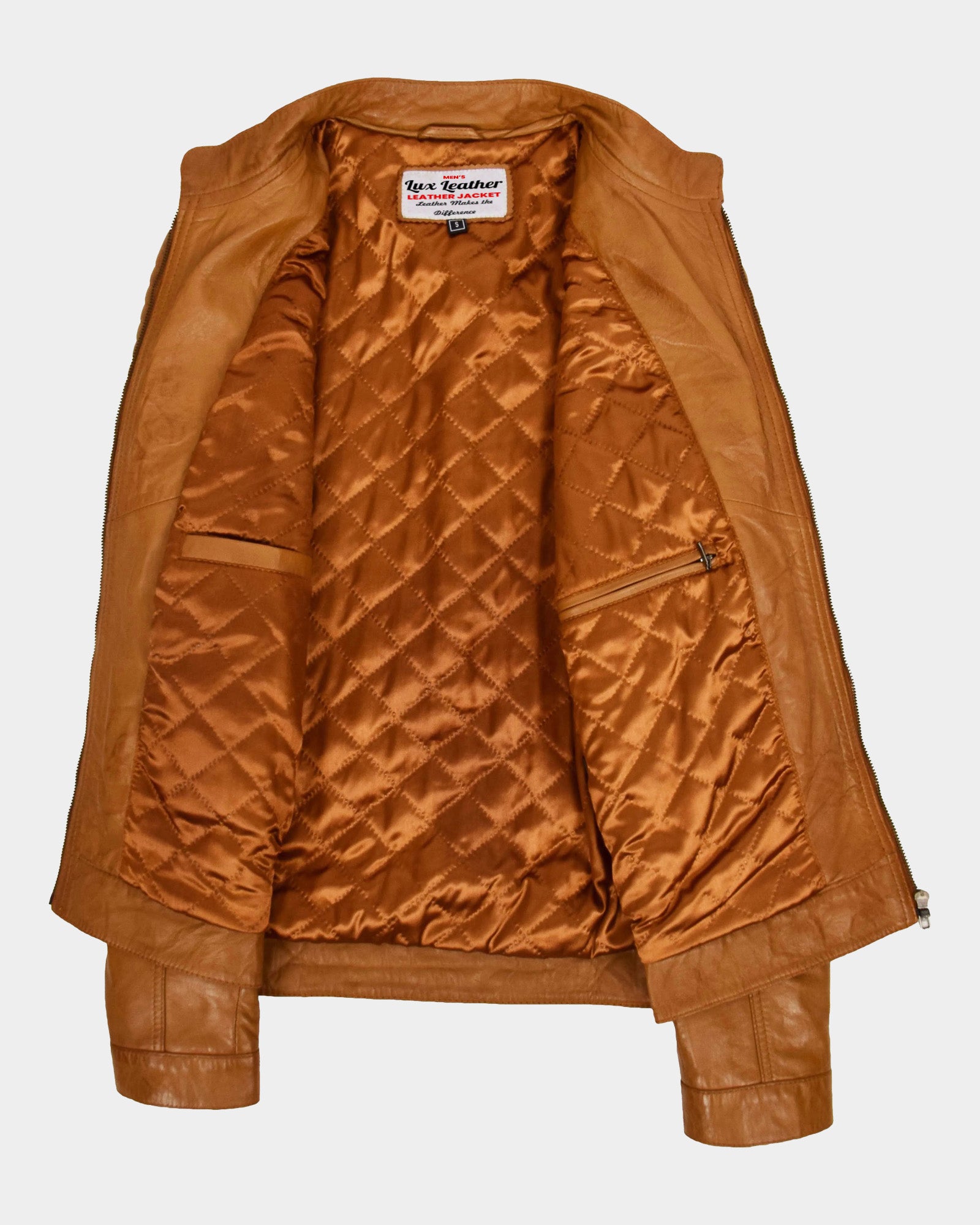 Mens Leather Cafe Racer Biker Jacket Dynamo Tan