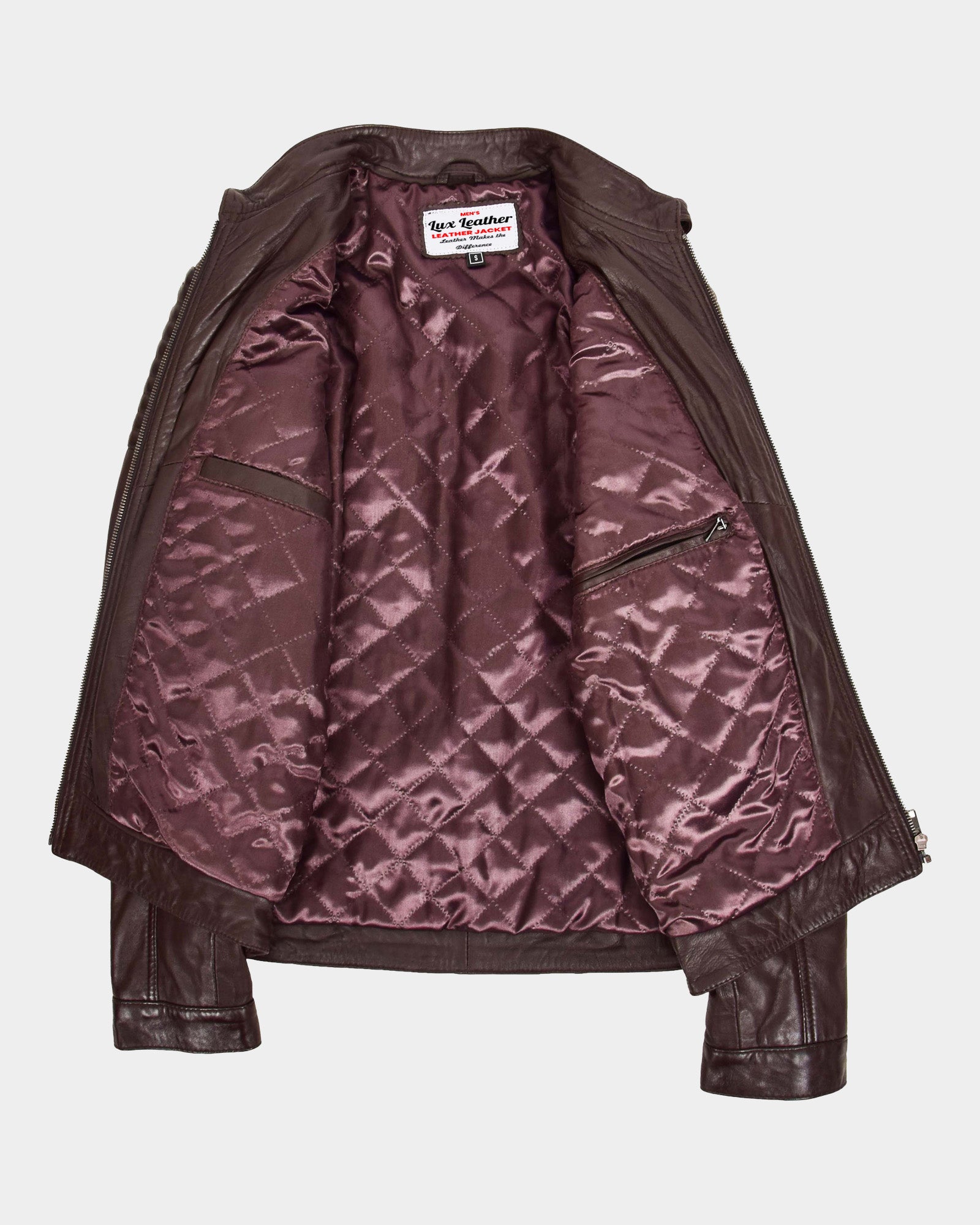 Mens Leather Cafe Racer Biker Jacket Ron Zenith Brown