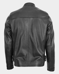 Mens Leather Cafe Racer Casual Biker Jacket Gerard Nova Black