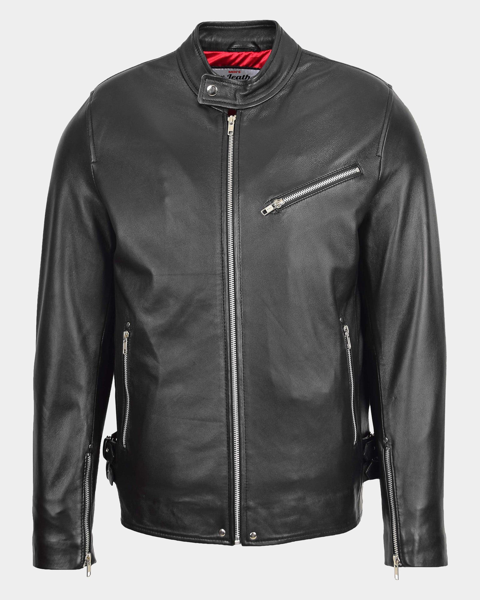 Mens Leather Cafe Racer Casual Biker Jacket Gerard Nova Black