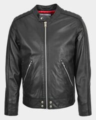 Mens Leather Casual Biker Fashion Jacket Nova Black