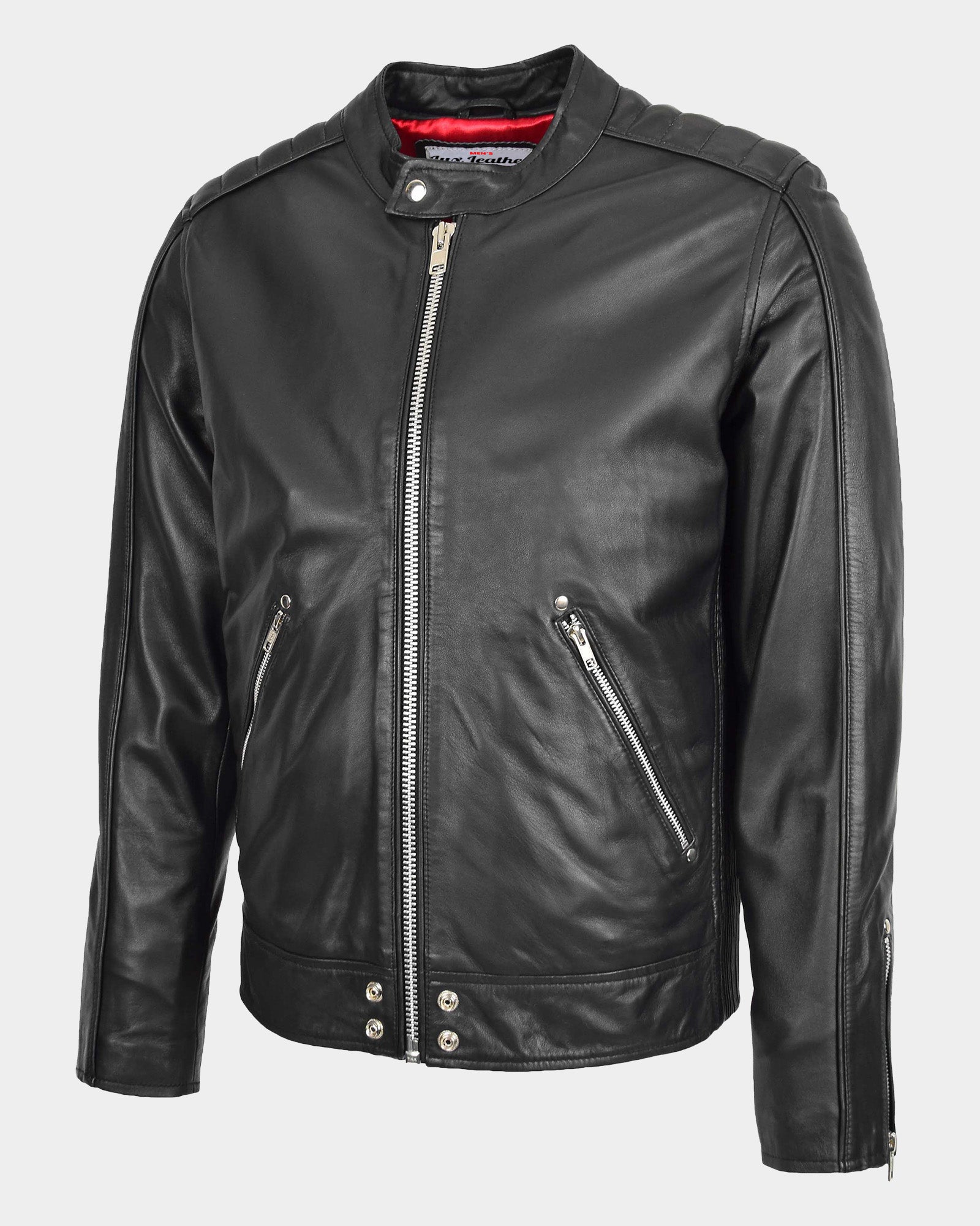 Mens Leather Casual Biker Fashion Jacket Nova Black