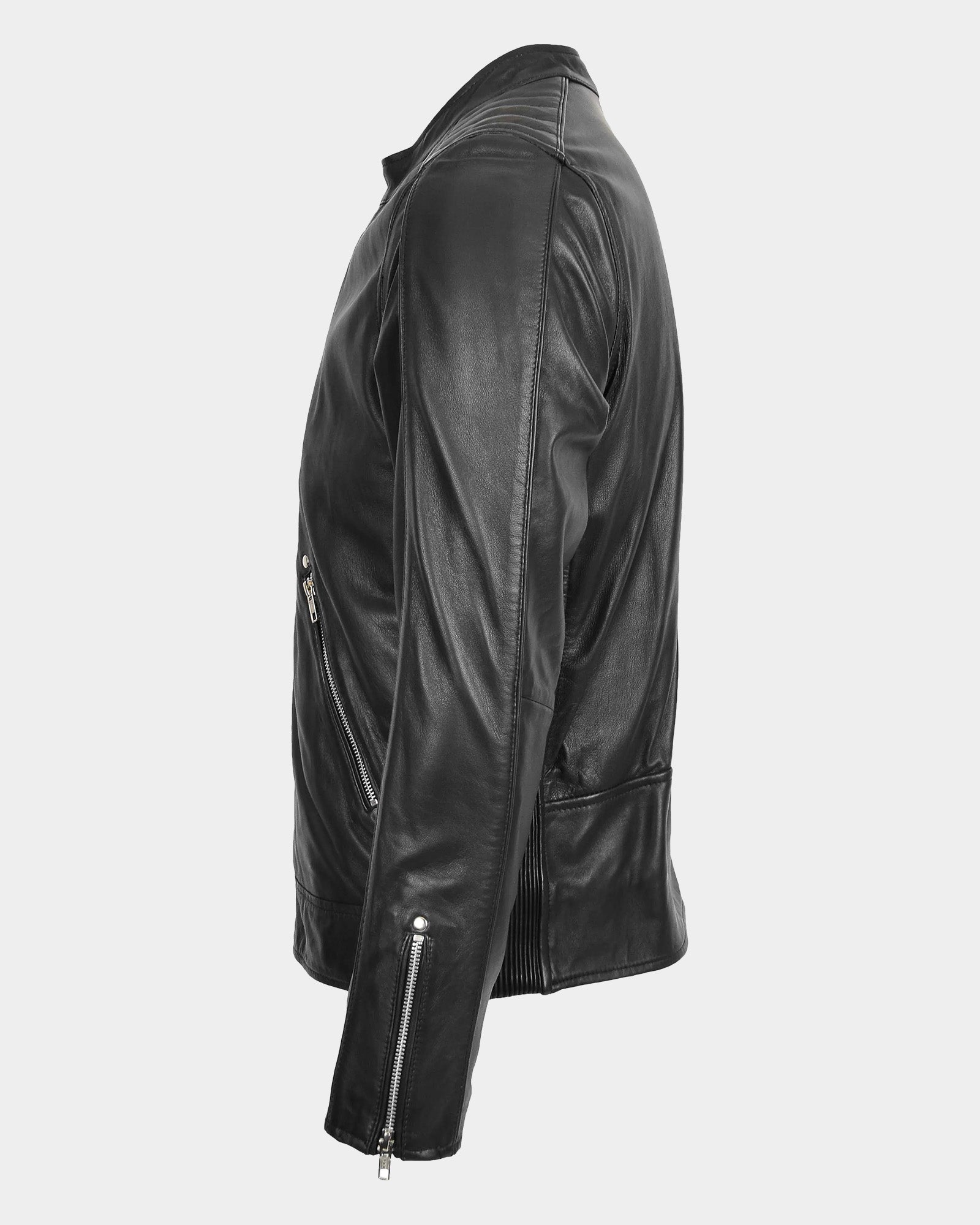 Mens Leather Casual Biker Fashion Jacket Nova Black