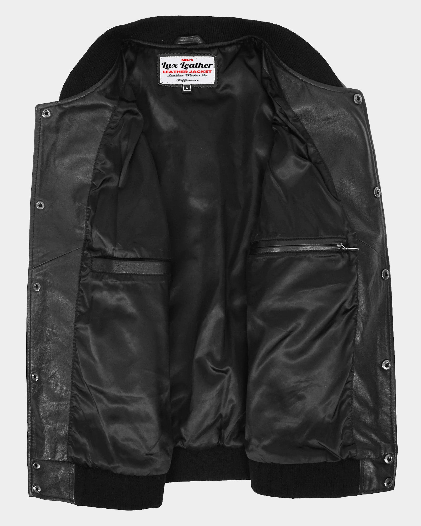 Mens Leather College Boy Varsity Jacket Garry Black Astral White