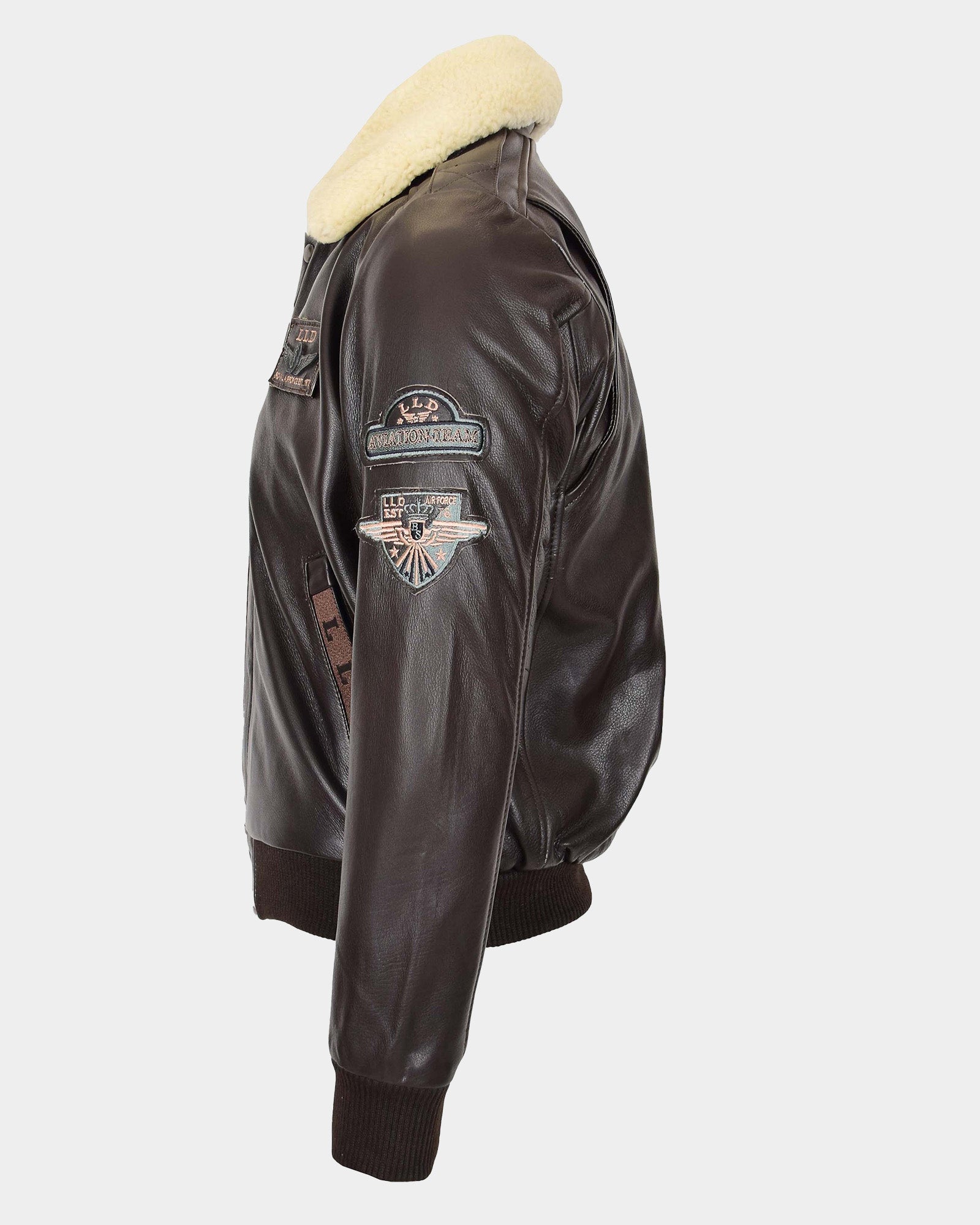Mens Leather Jacket with Detachable Collar Pilot-N Zenith Brown