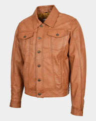 Mens Leather Lee Rider Casual Jacket Terry Dynamo Tan
