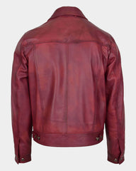 Mens Leather Lee Rider Casual Jacket Terry Infinite Burgundy