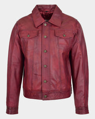 Mens Leather Lee Rider Casual Jacket Terry Infinite Burgundy