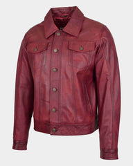 Mens Leather Lee Rider Casual Jacket Terry Infinite Burgundy