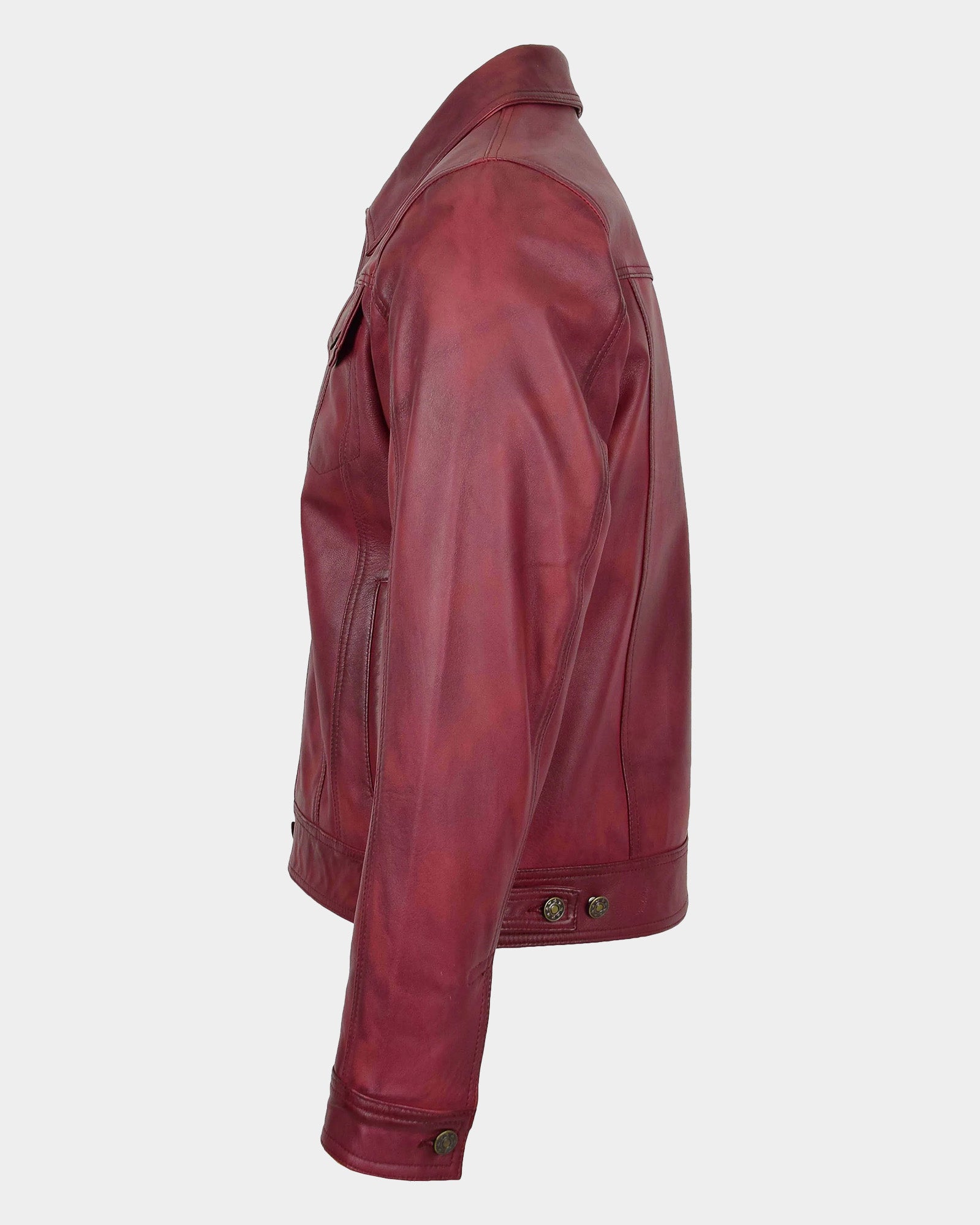 Mens Leather Lee Rider Casual Jacket Terry Infinite Burgundy