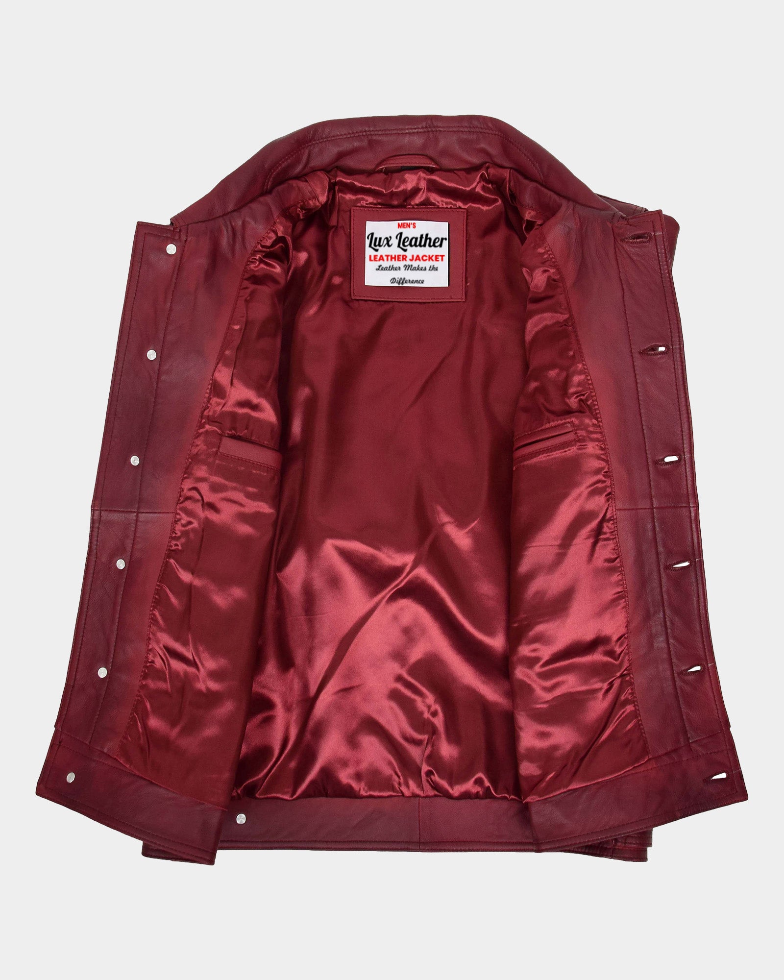 Mens Leather Lee Rider Casual Jacket Terry Infinite Burgundy
