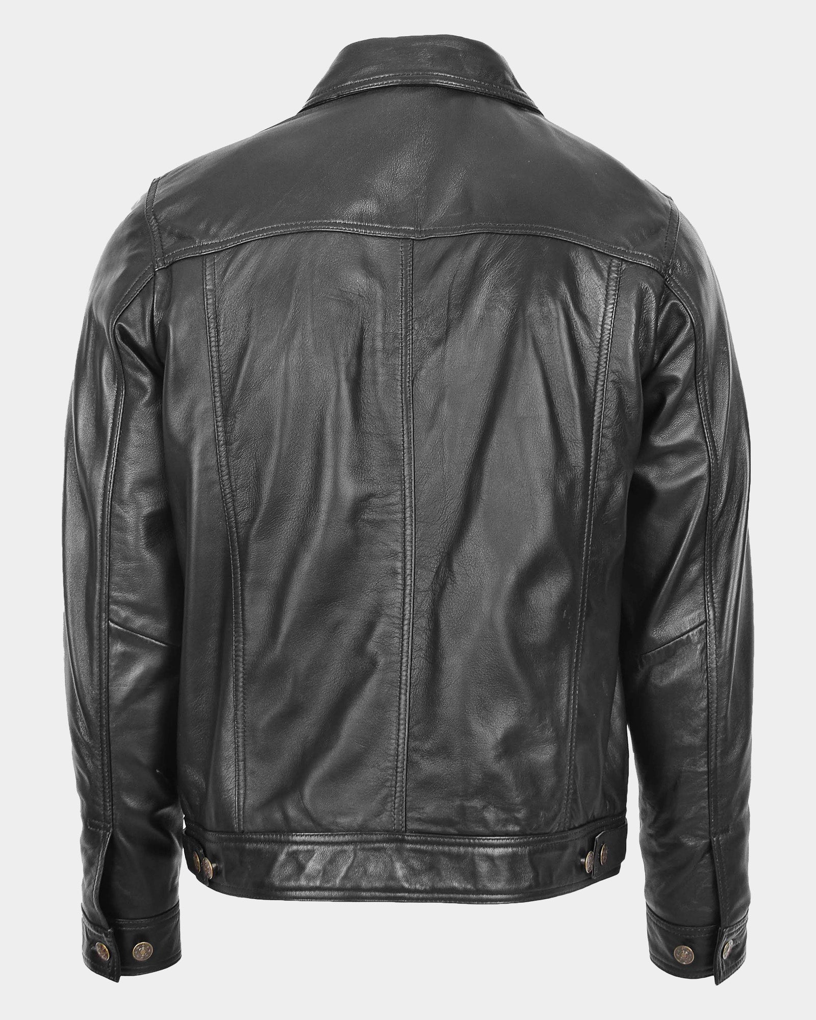 Mens Leather Lee Rider Casual Jacket Terry Nova Black