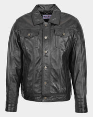 Mens Leather Lee Rider Casual Jacket Terry Nova Black
