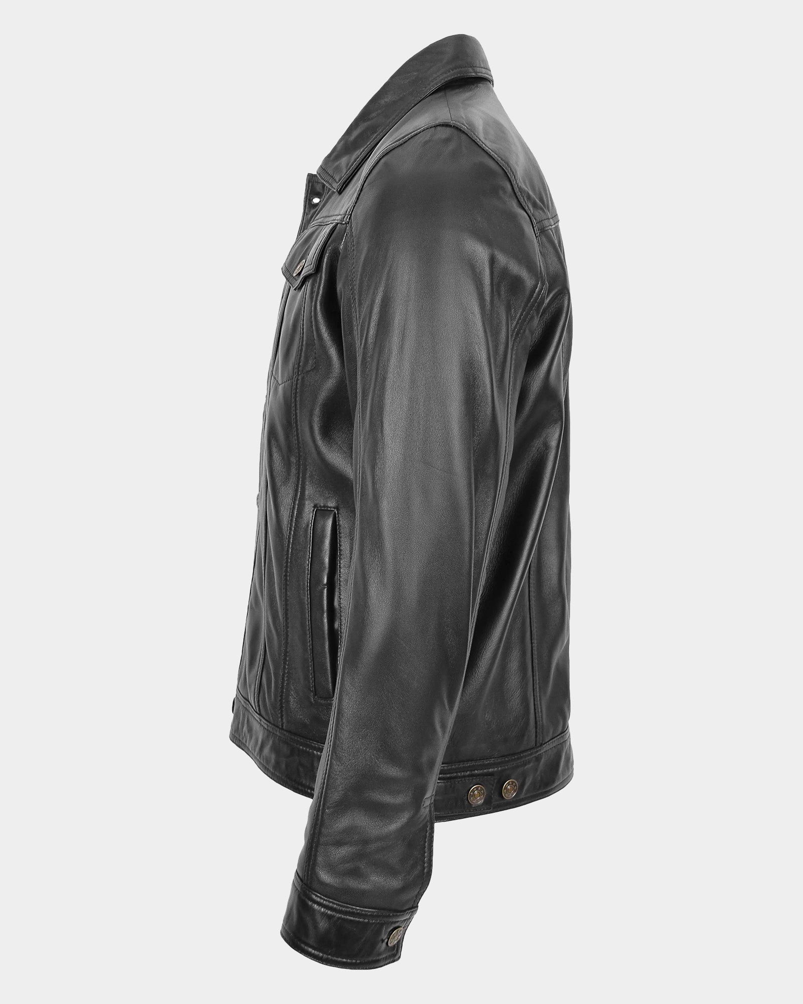 Mens Leather Lee Rider Casual Jacket Terry Nova Black