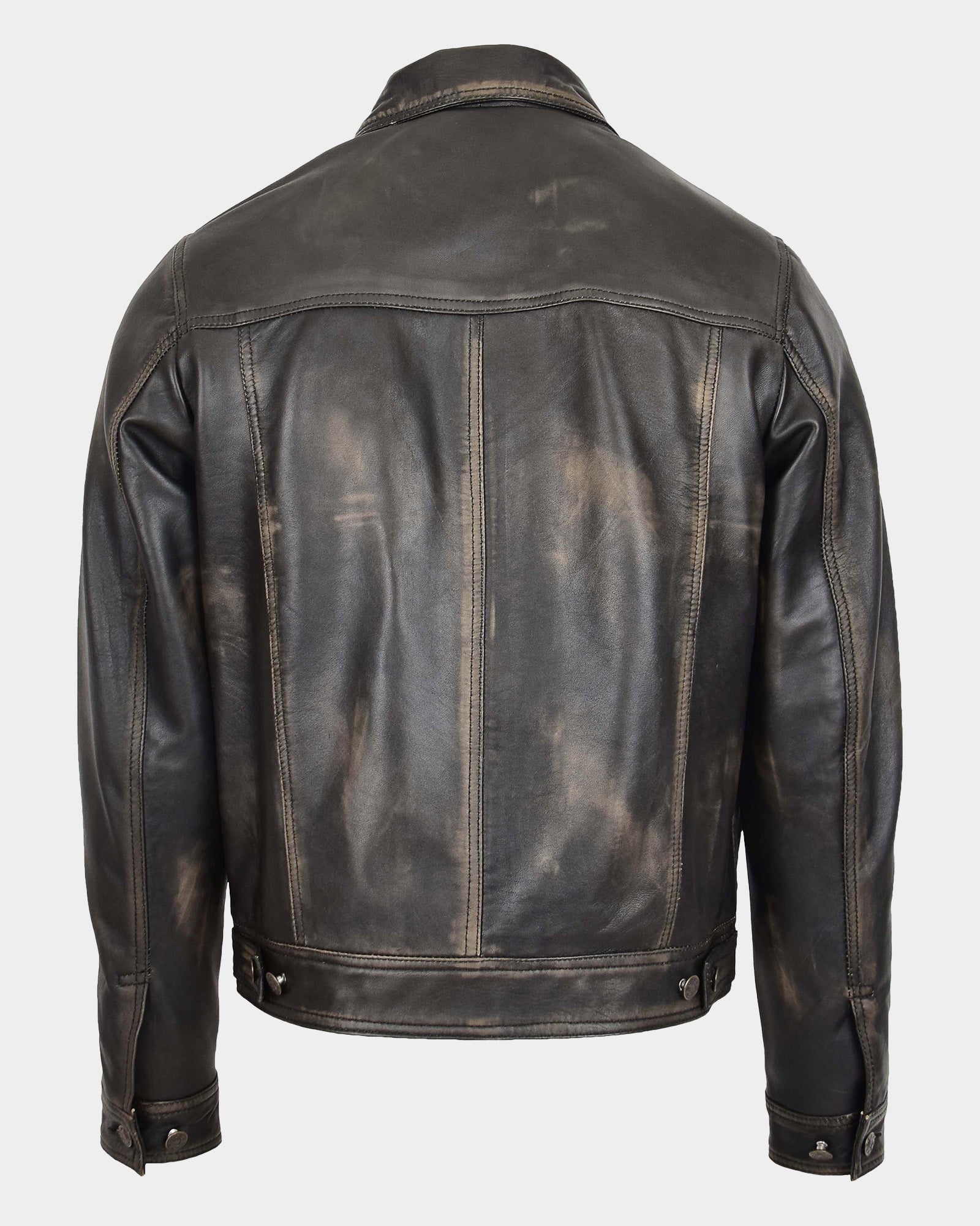 Mens Leather Lee Rider Casual Jacket Terry Nova Black Two Tone