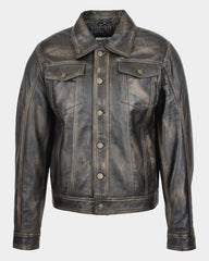 Mens Leather Lee Rider Casual Jacket Terry Nova Black Two Tone