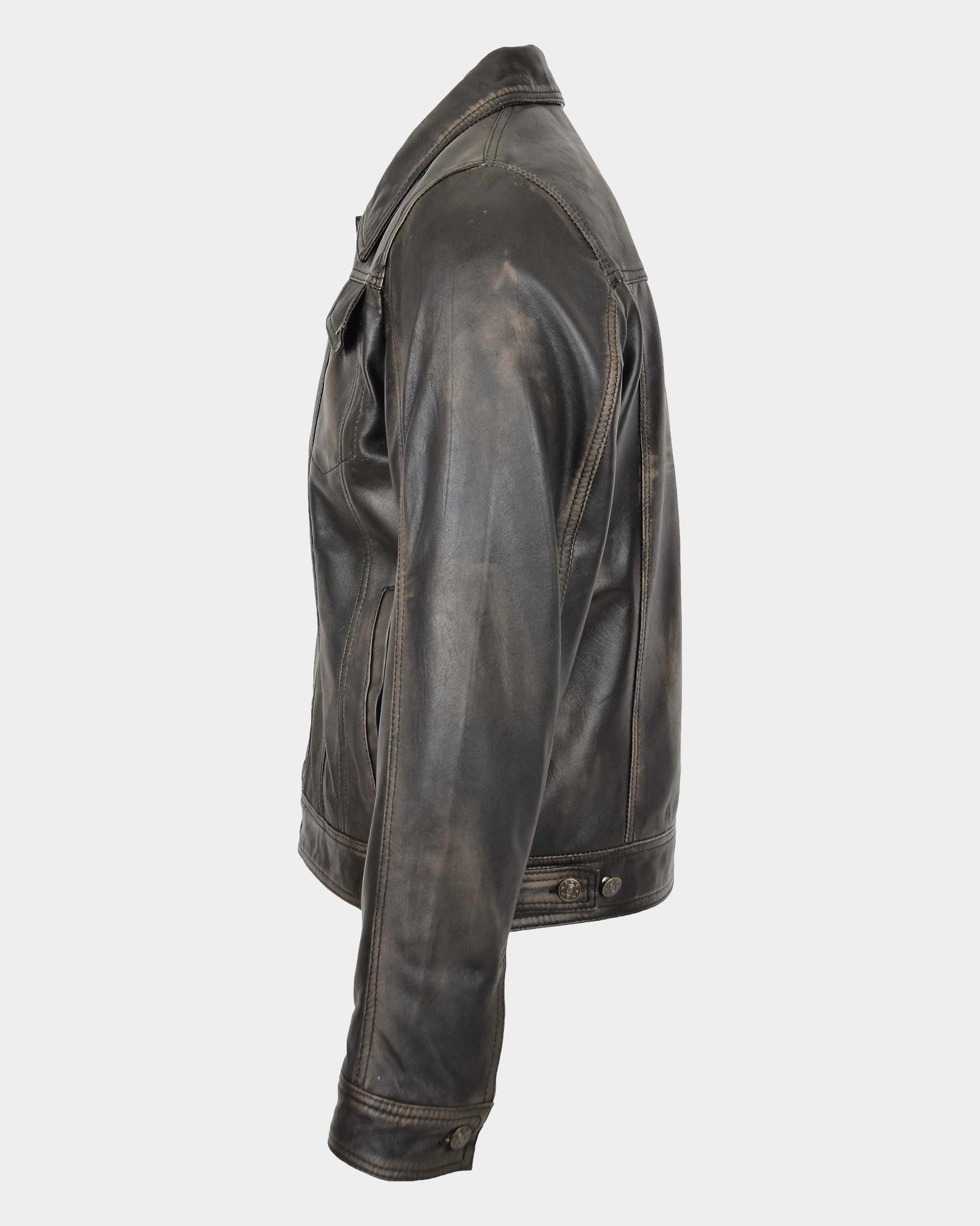 Mens Leather Lee Rider Casual Jacket Terry Nova Black Two Tone