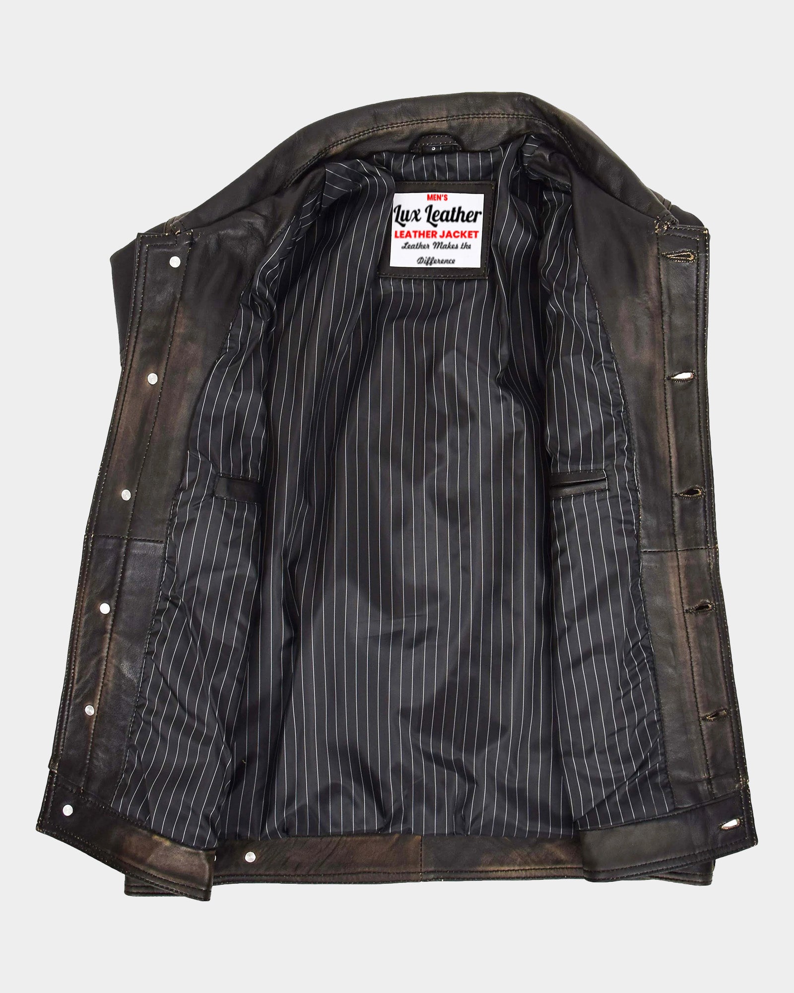 Mens Leather Lee Rider Casual Jacket Terry Nova Black Two Tone