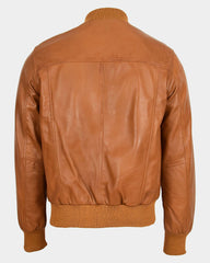 Mens Leather MA-1 Bomber Jacket Ryan Dynamo Tan